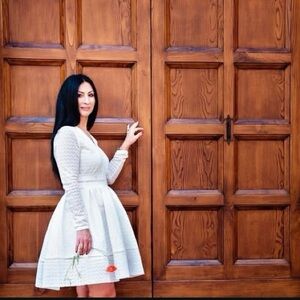 Maje Ivory Textured Midi Dress